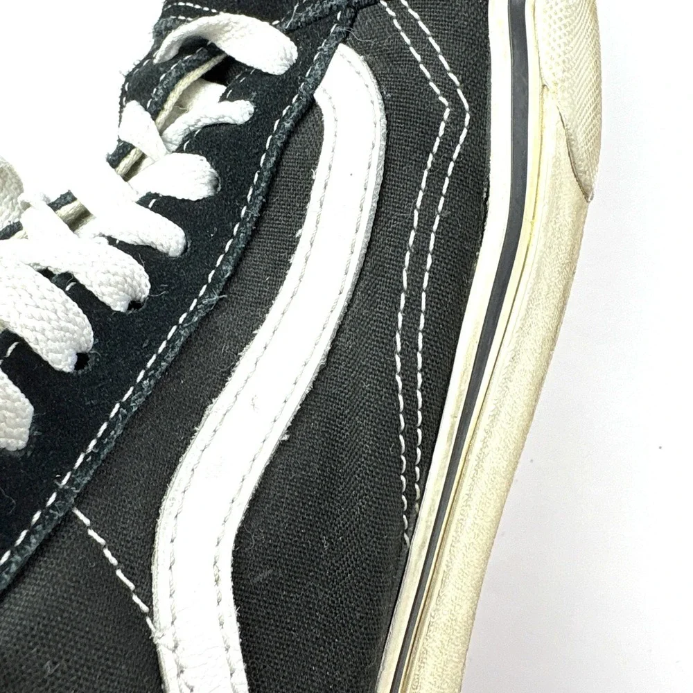 Vans Old Skool Low Top Skate Shoes M 7‎ W 8.5 Black White Canvas Suede - Picture 14 of 16